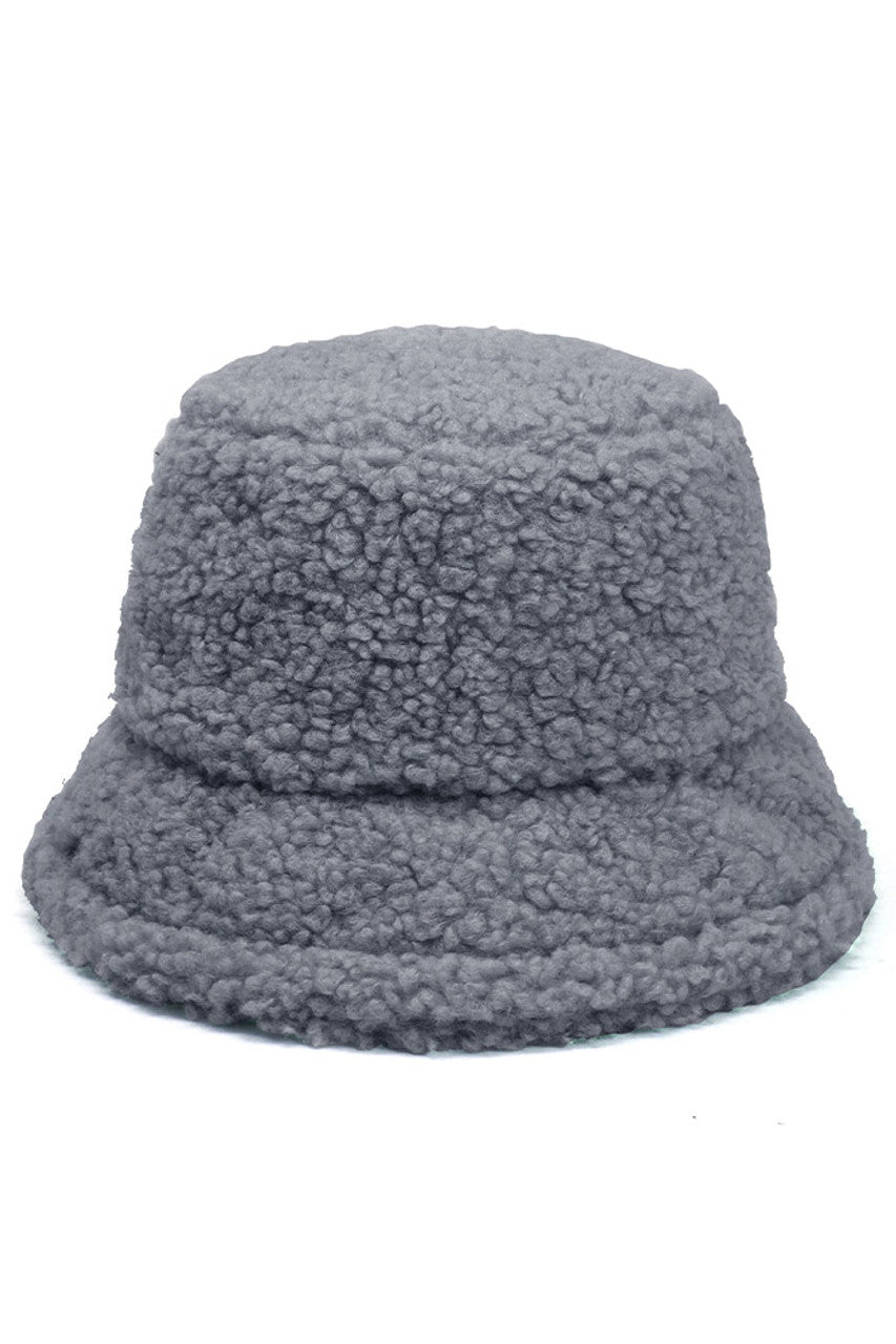 SOLID BOUCLE TEDDY BEAR BUCKET HAT