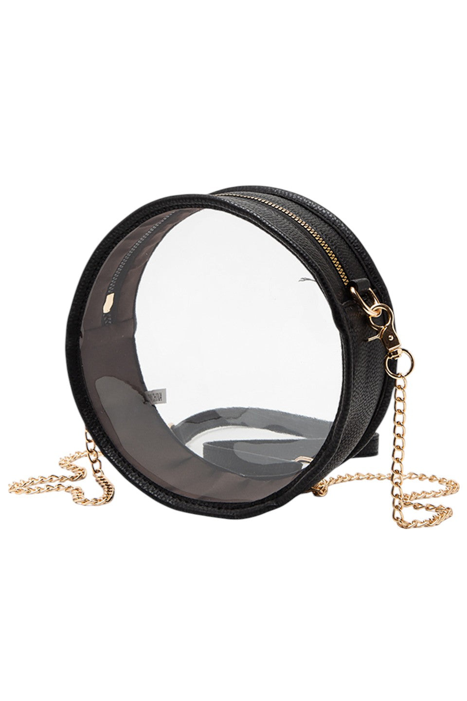 Solid Color Trim Clear Round Crossbody Bag