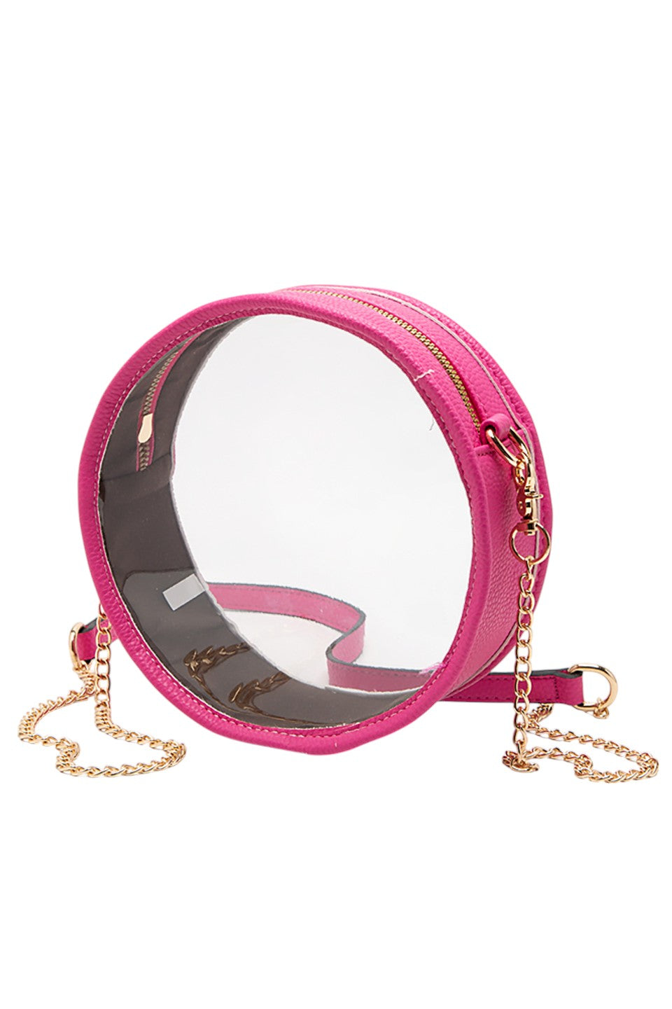 Solid Color Trim Clear Round Crossbody Bag