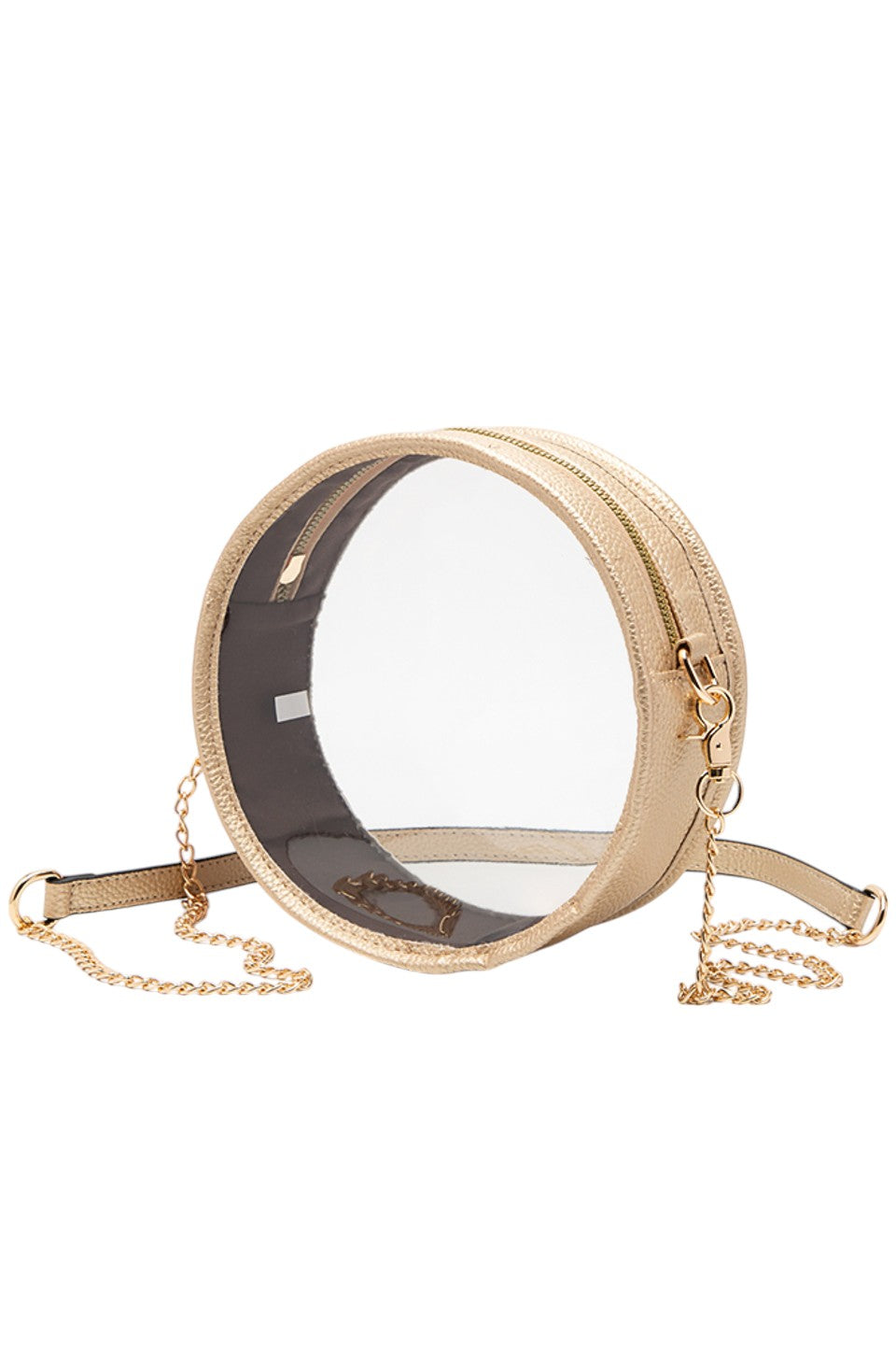 Solid Color Trim Clear Round Crossbody Bag