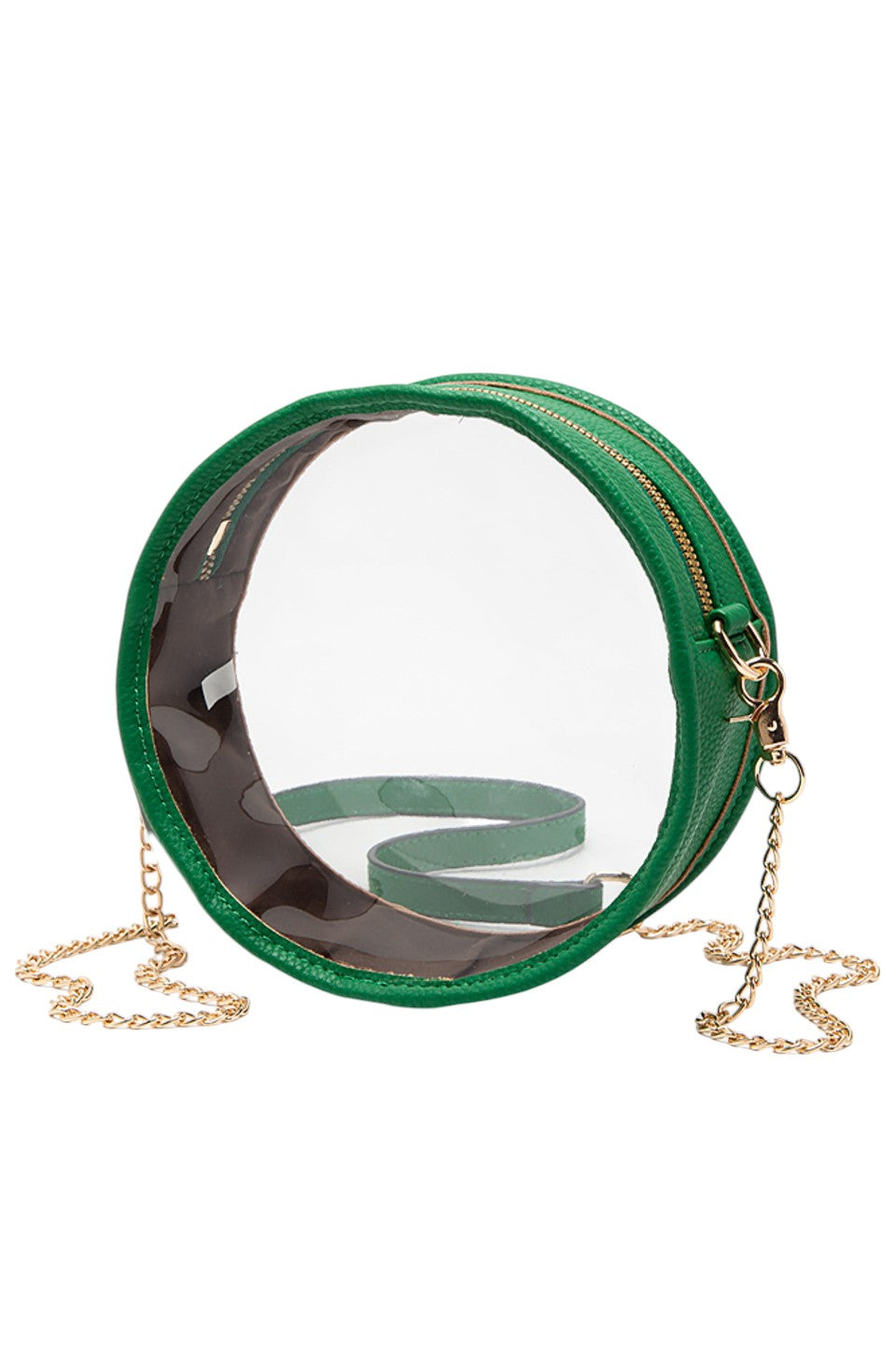 Solid Color Trim Clear Round Crossbody Bag