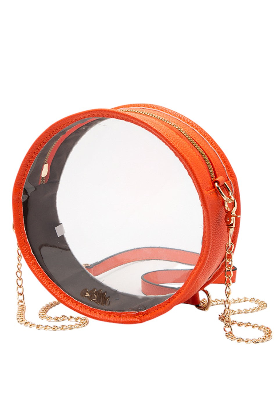 Solid Color Trim Clear Round Crossbody Bag