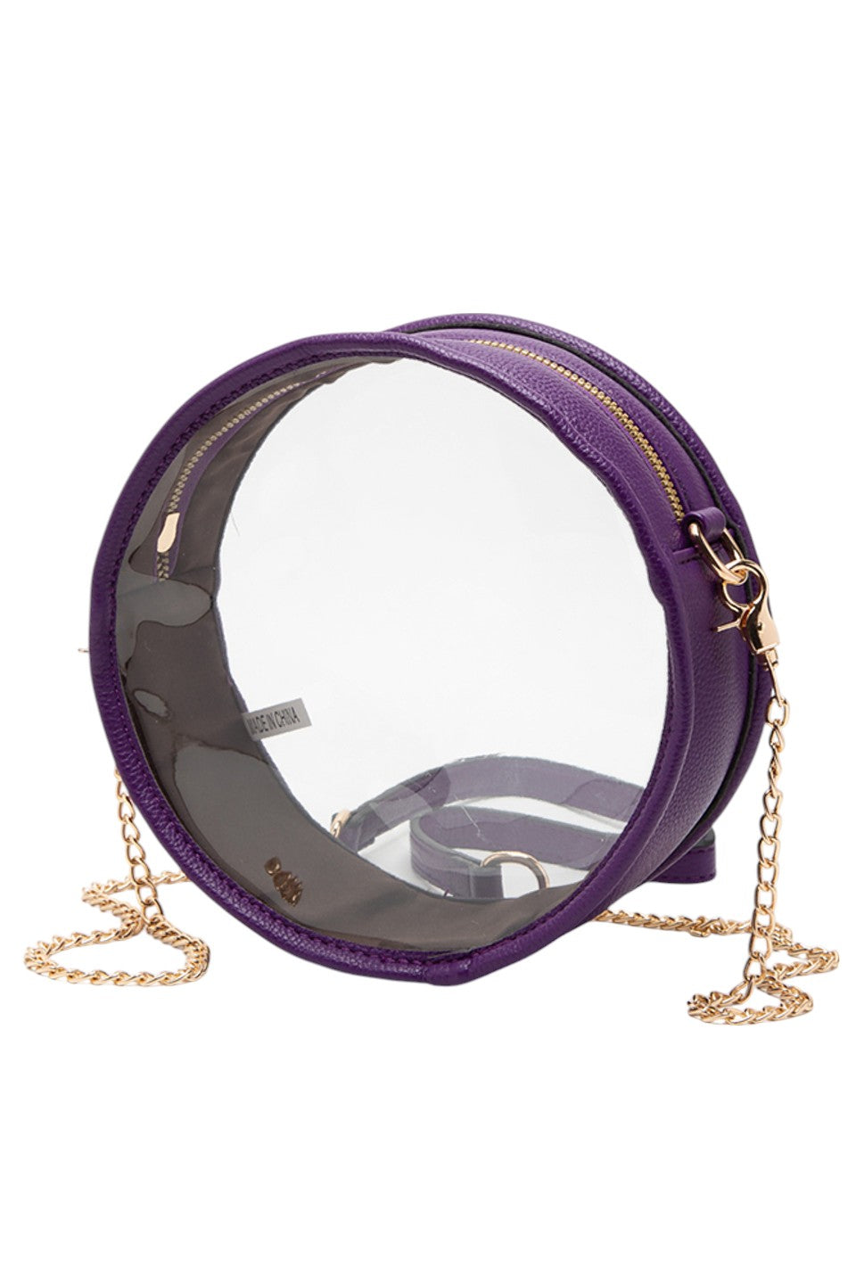 Solid Color Trim Clear Round Crossbody Bag