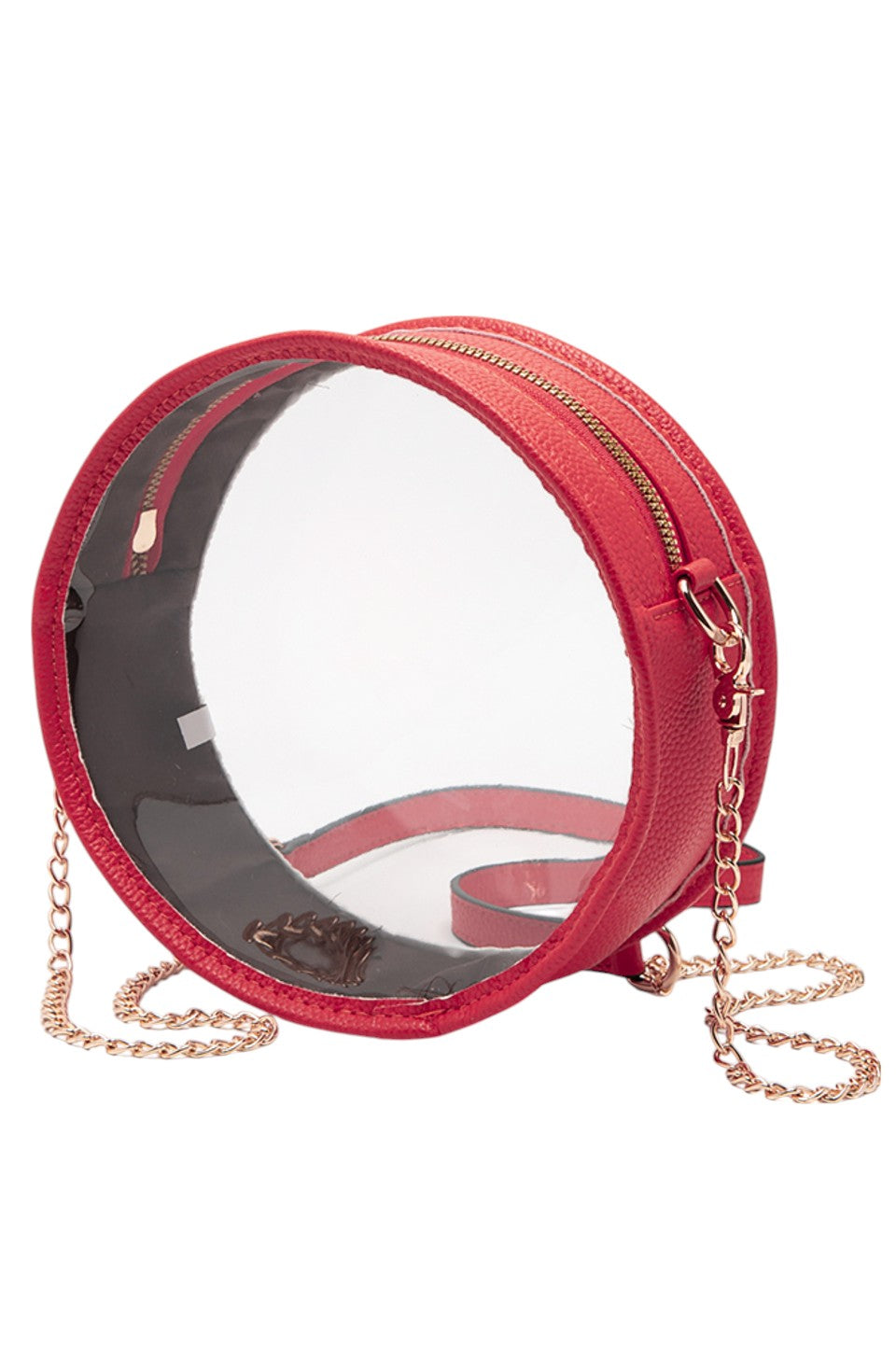 Solid Color Trim Clear Round Crossbody Bag