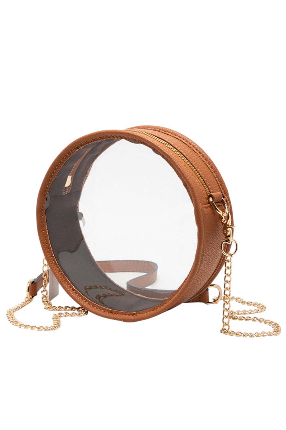 Solid Color Trim Clear Round Crossbody Bag