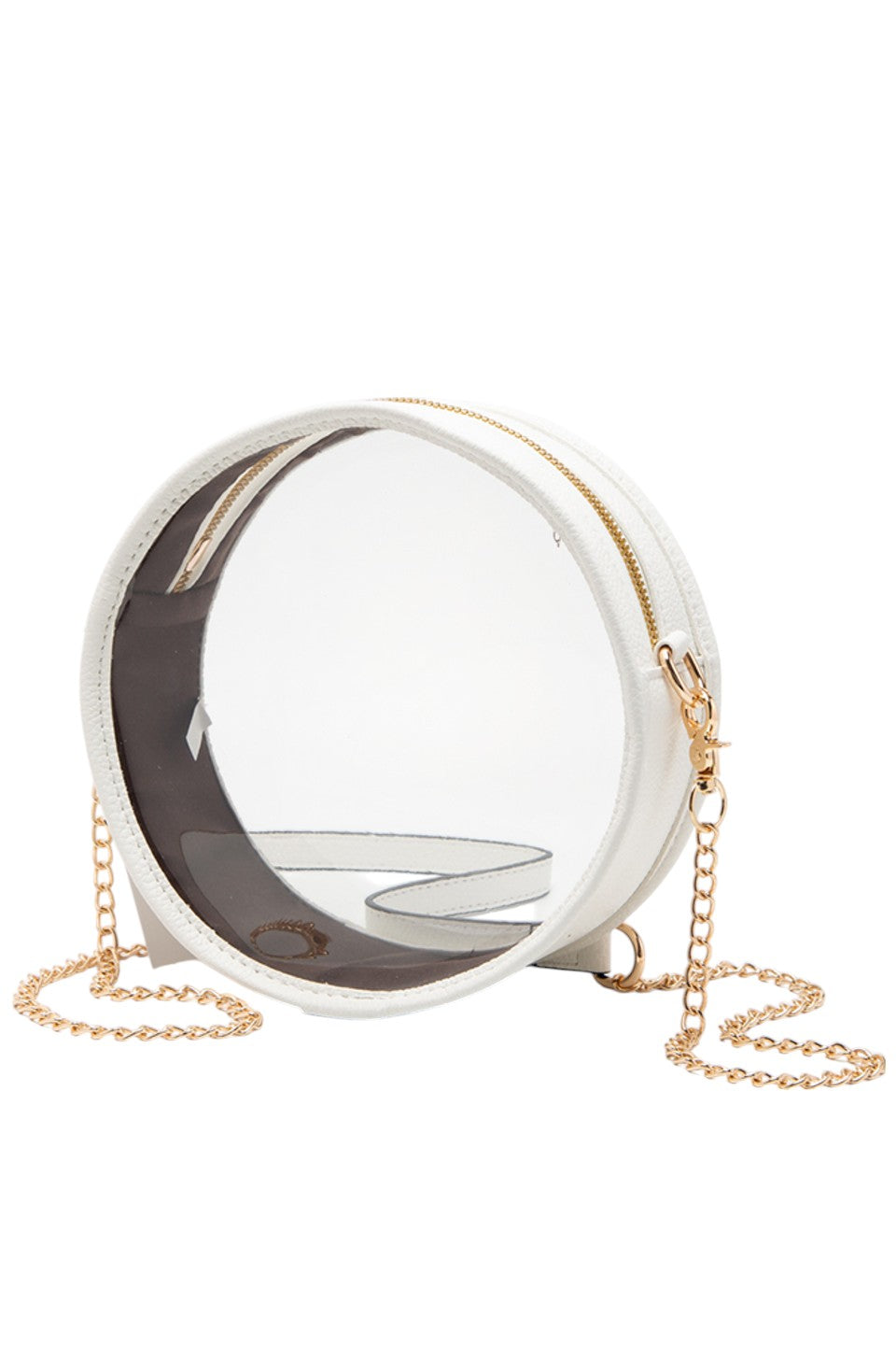 Solid Color Trim Clear Round Crossbody Bag