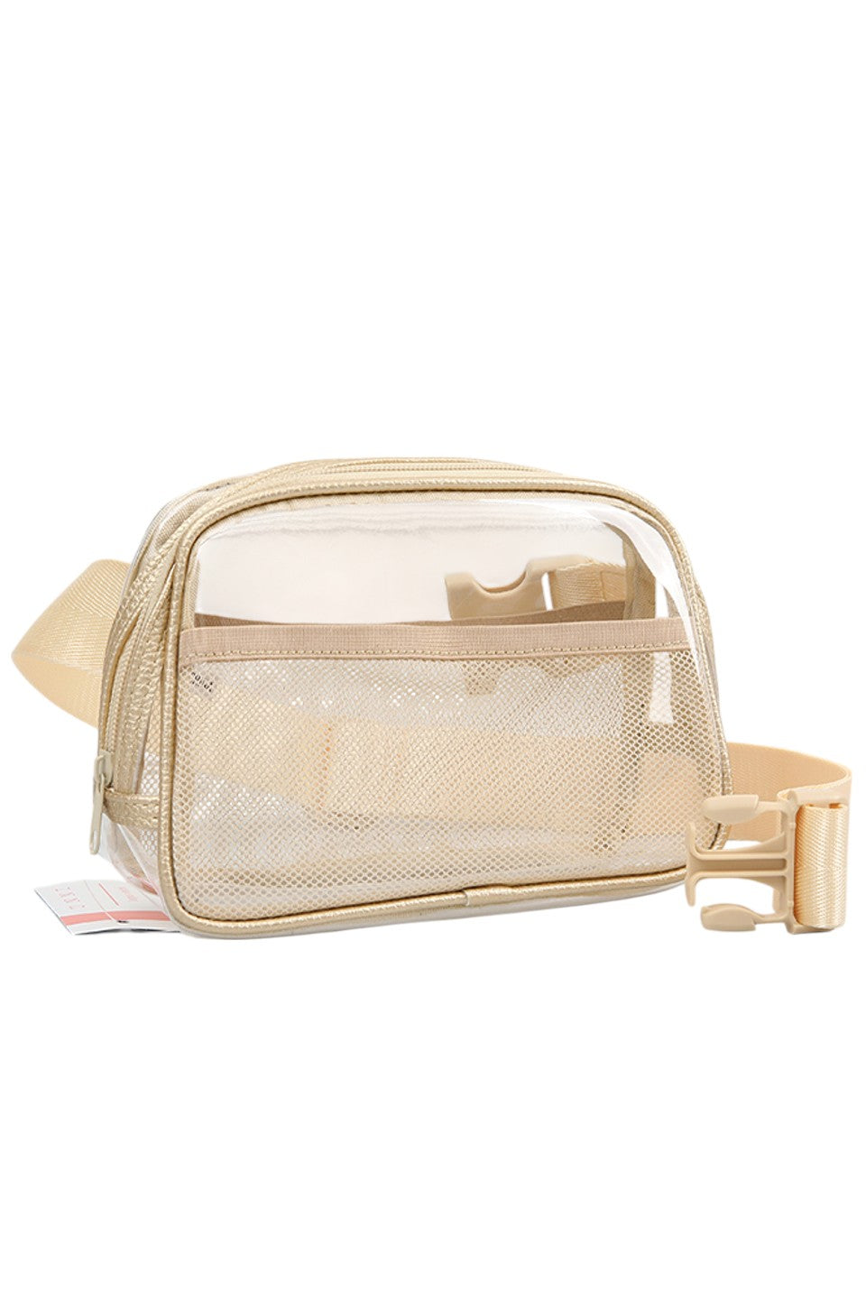 Solid Color Trim Clear Waist Crossbody Bag