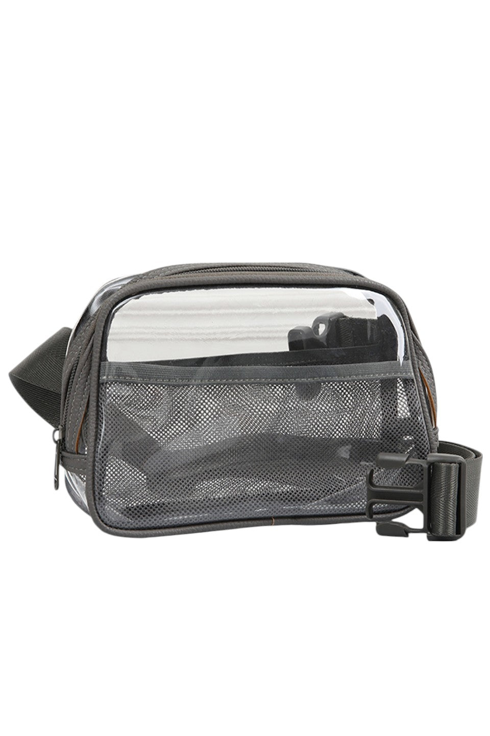 Solid Color Trim Clear Waist Crossbody Bag