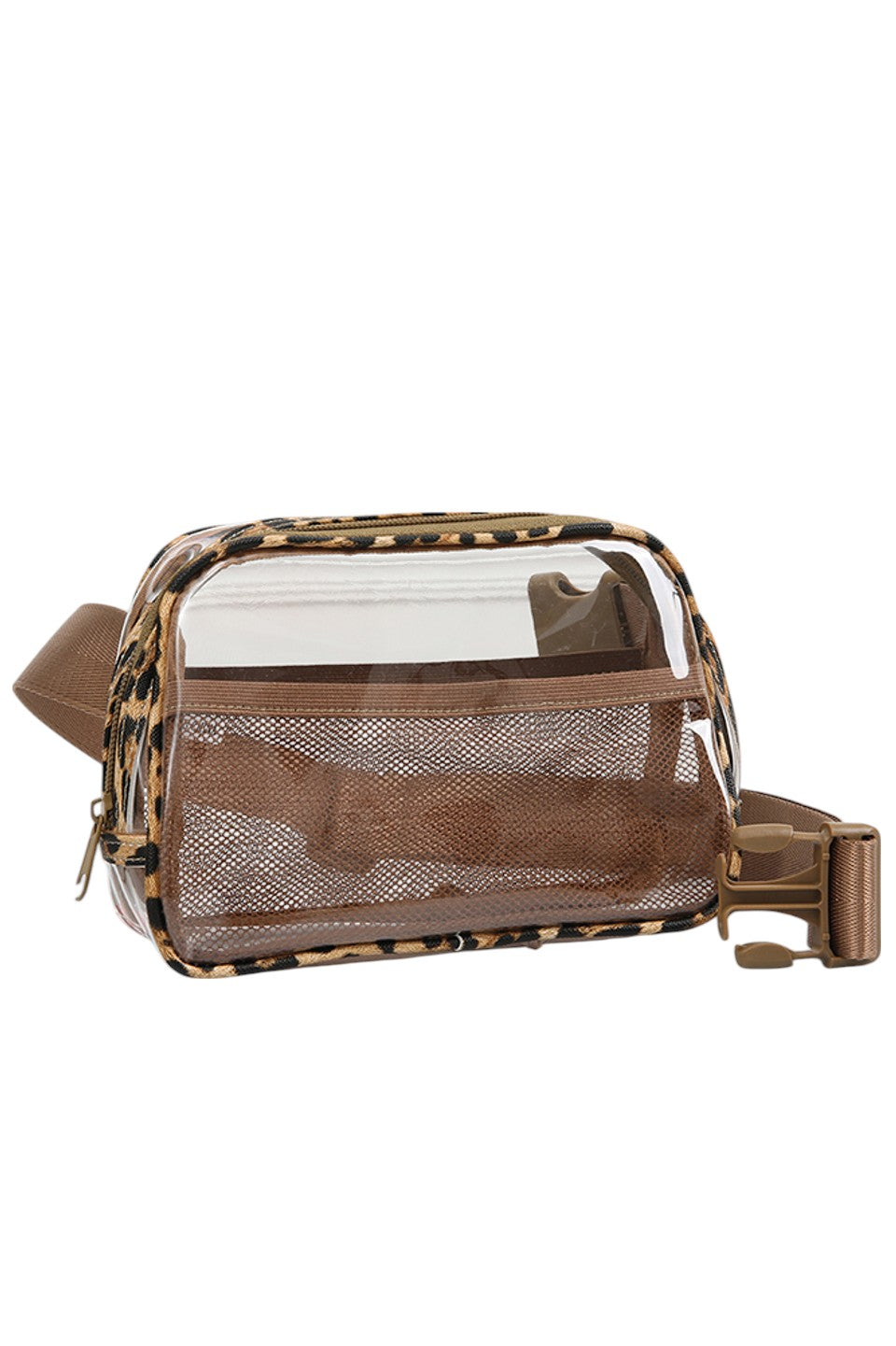 Solid Color Trim Clear Waist Crossbody Bag