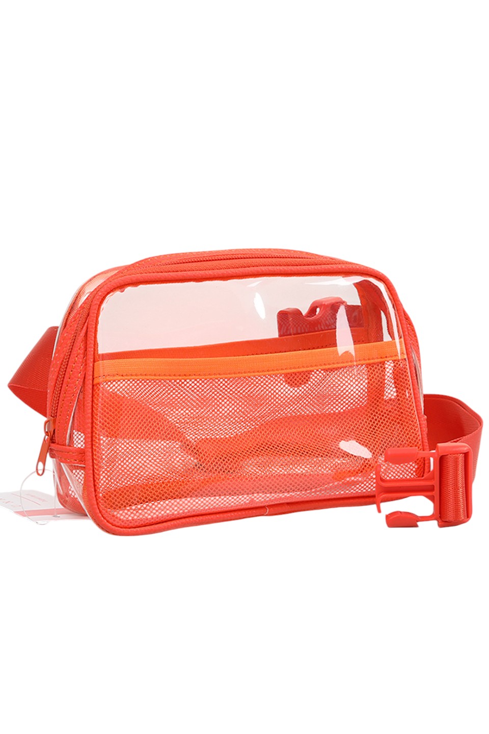 Solid Color Trim Clear Waist Crossbody Bag