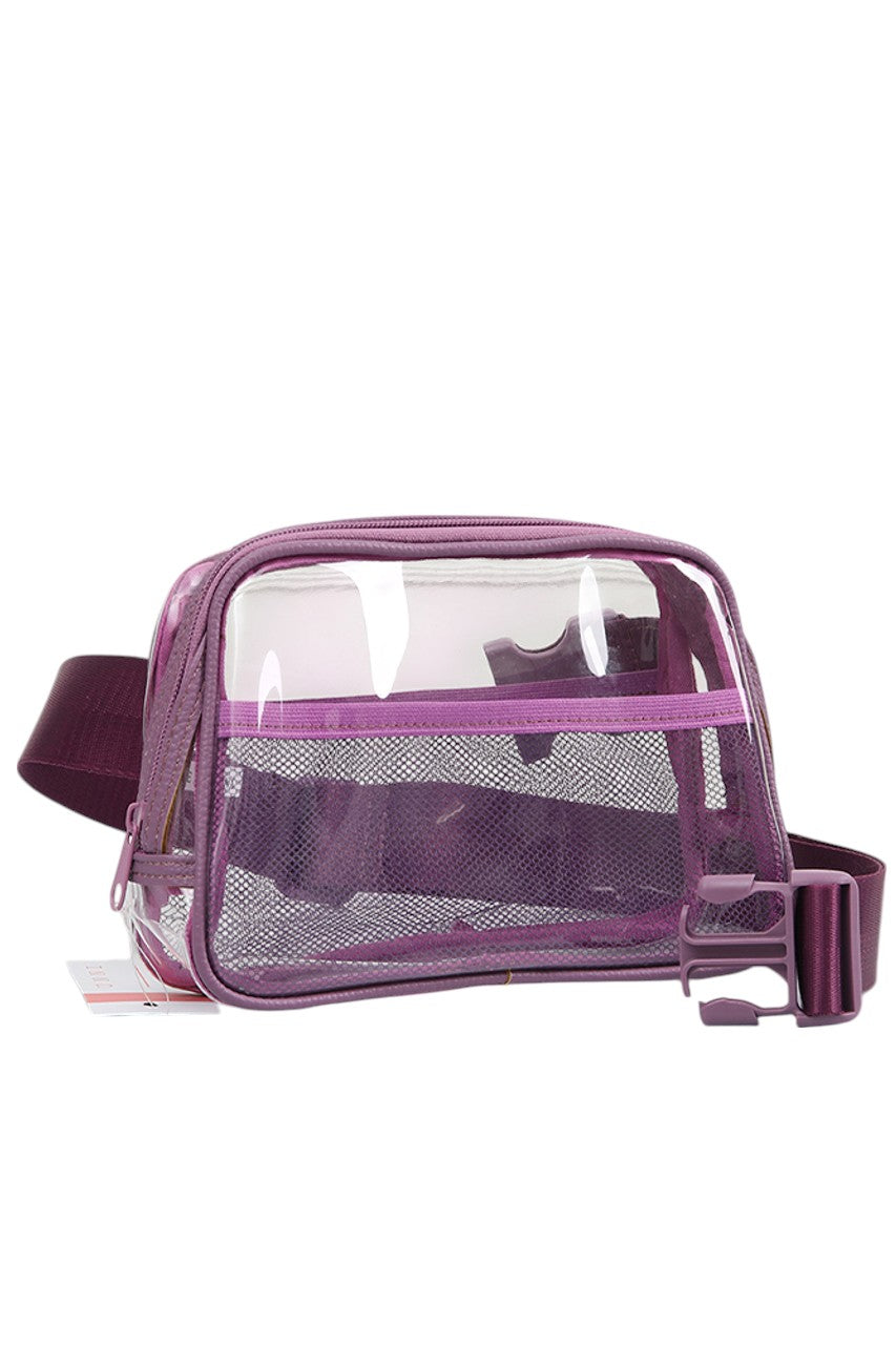 Solid Color Trim Clear Waist Crossbody Bag