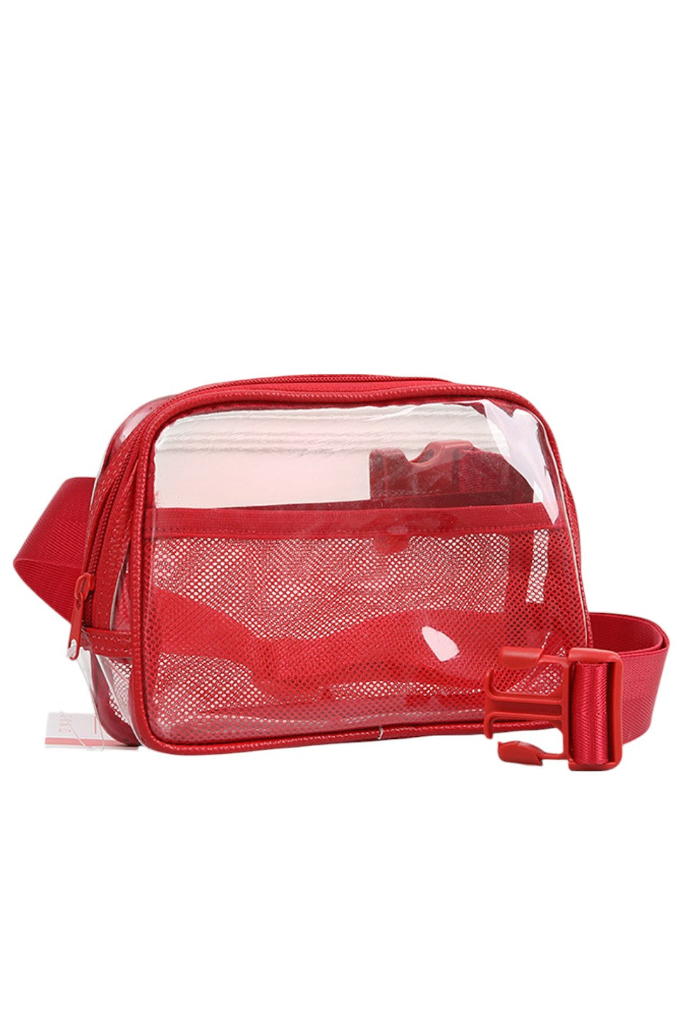 Solid Color Trim Clear Waist Crossbody Bag