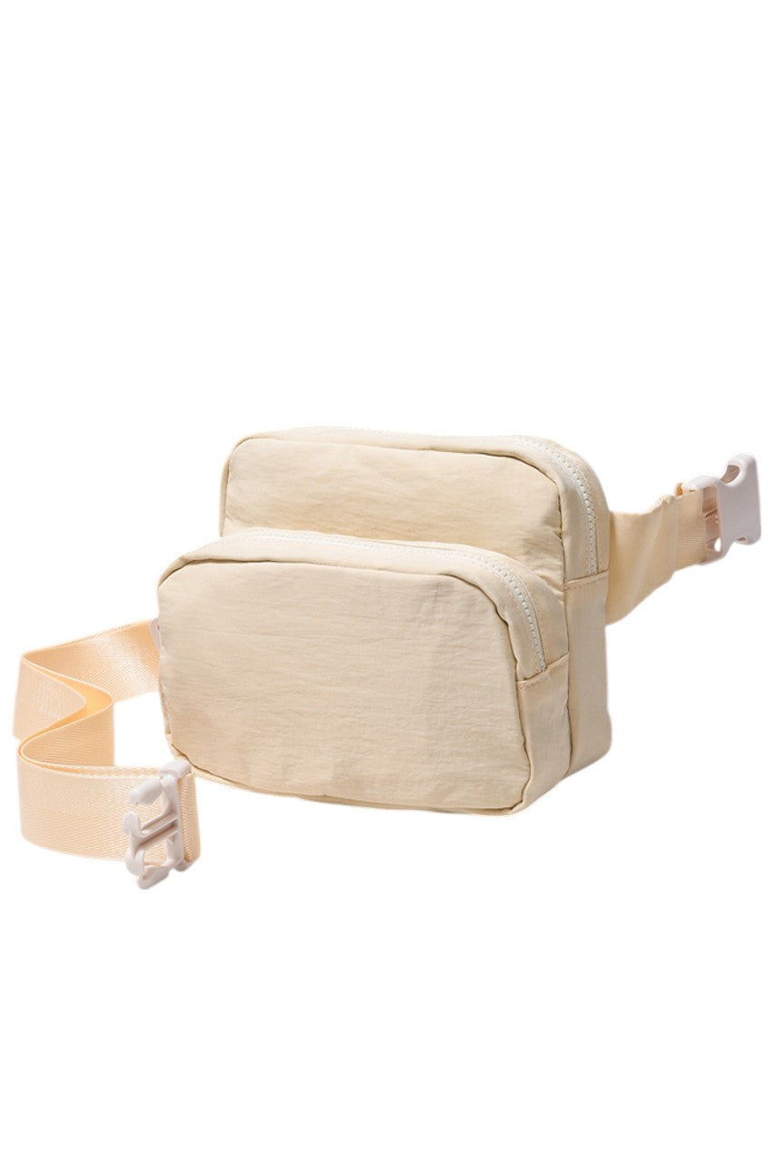 Solid Double Zipper Fanny Pack