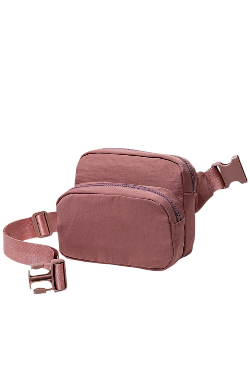 Solid Double Zipper Fanny Pack