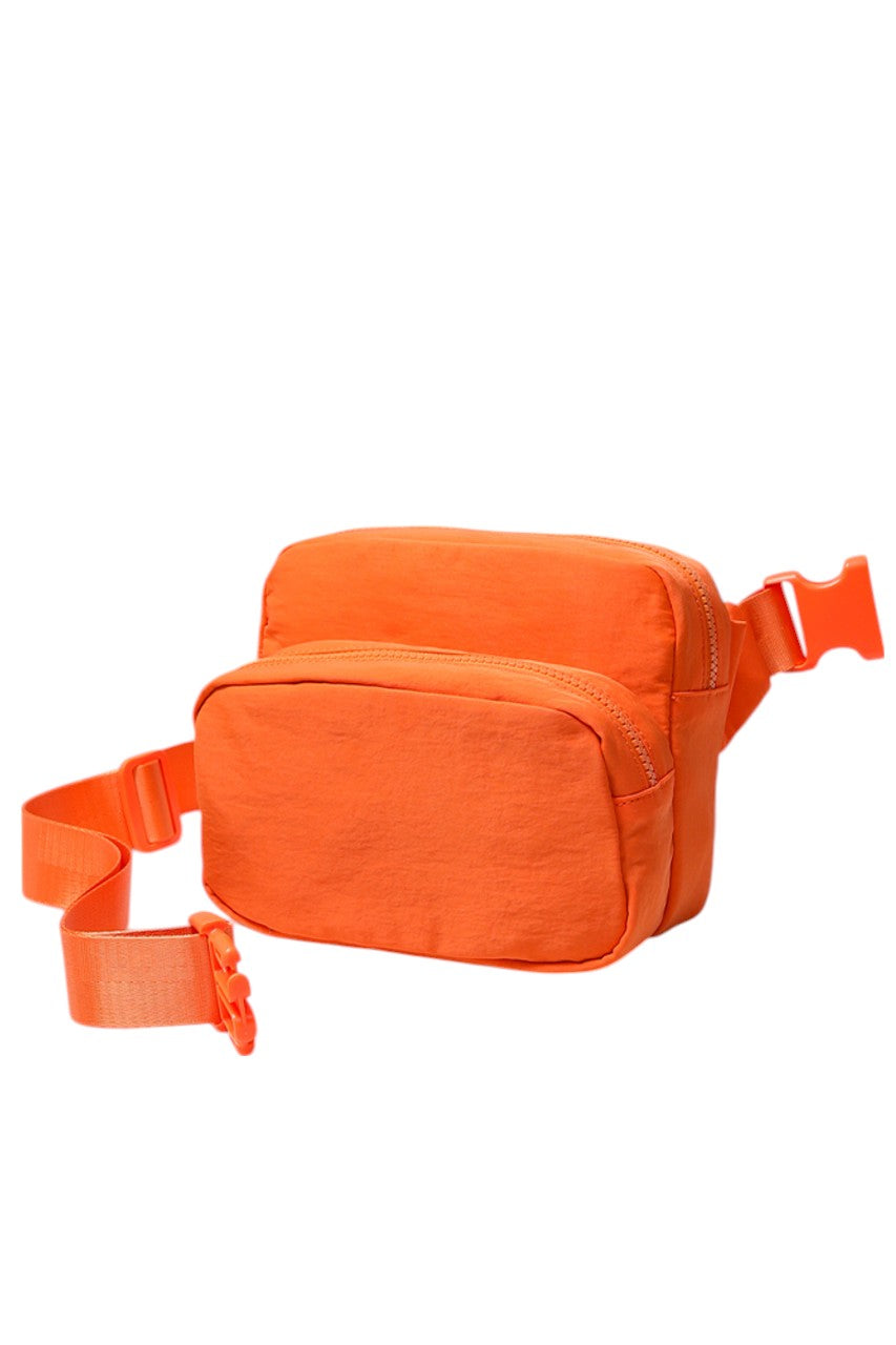 Solid Double Zipper Fanny Pack
