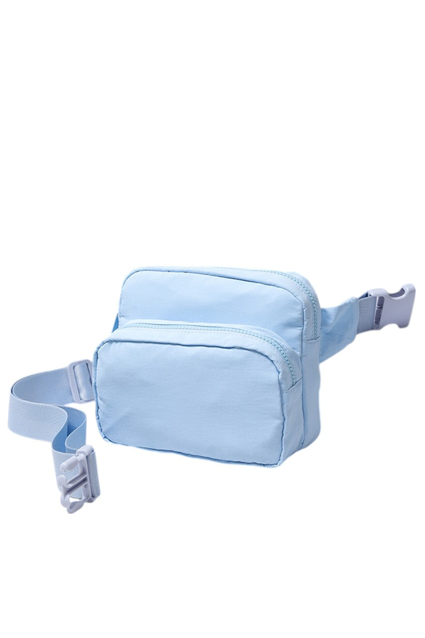 Solid Double Zipper Fanny Pack