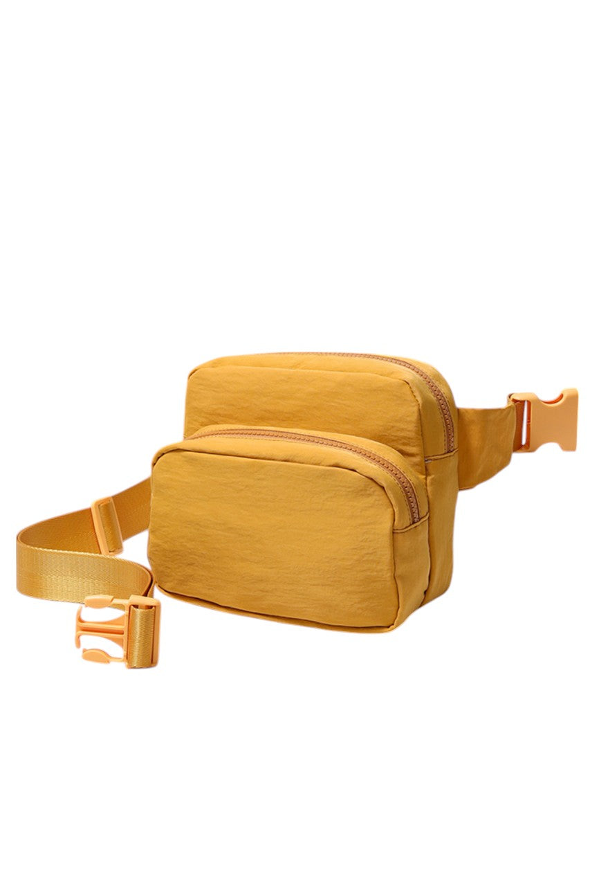 Solid Double Zipper Fanny Pack