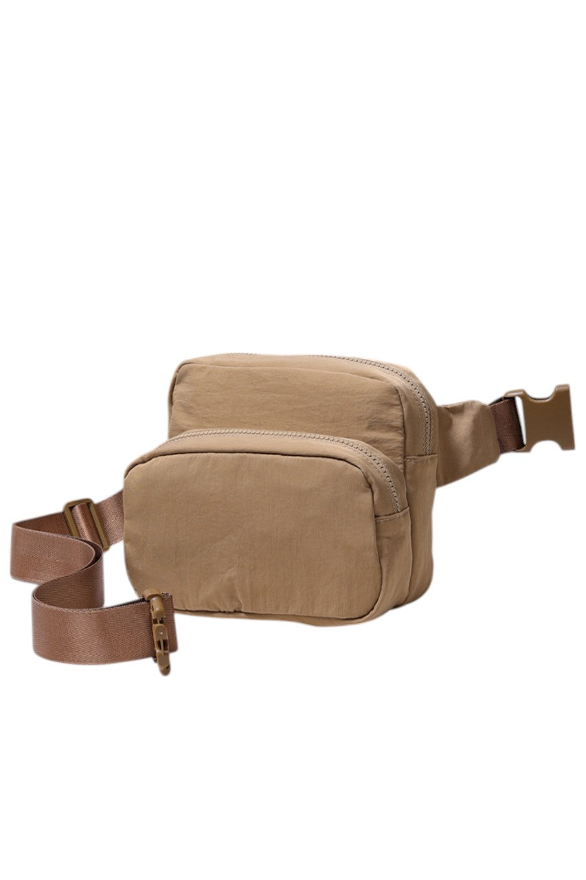 Solid Double Zipper Fanny Pack