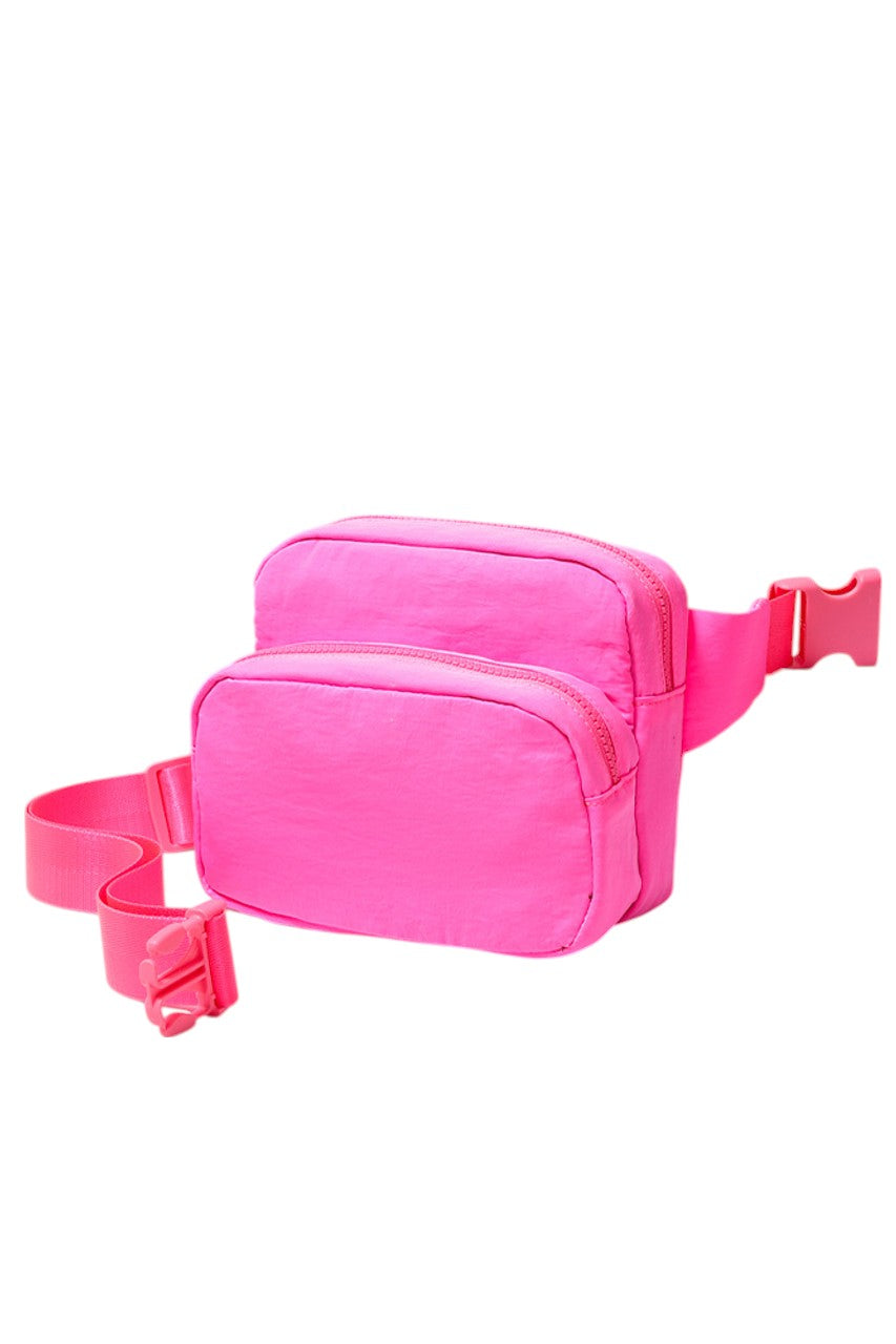 Solid Double Zipper Fanny Pack