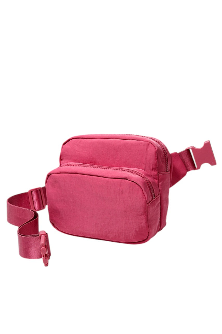 Solid Double Zipper Fanny Pack