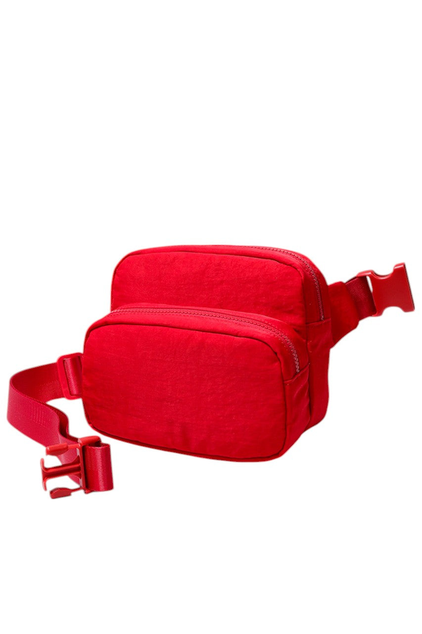 Solid Double Zipper Fanny Pack