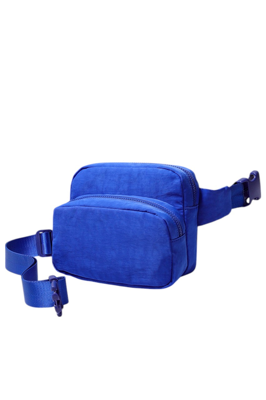 Solid Double Zipper Fanny Pack
