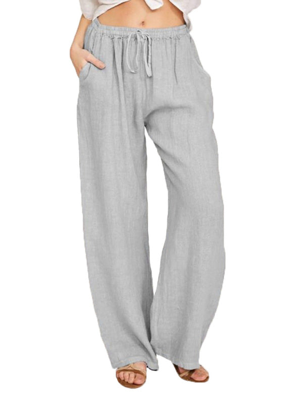 Solid Leisure Knit Lounge Bottoms with Slant Pockets - Misty grey / S