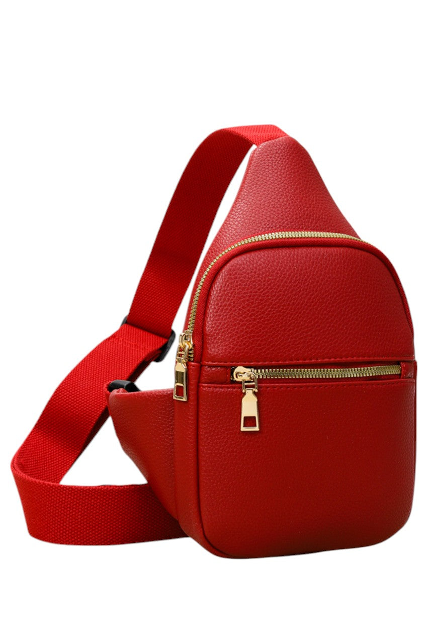 Women's Solid PU Sling Bag