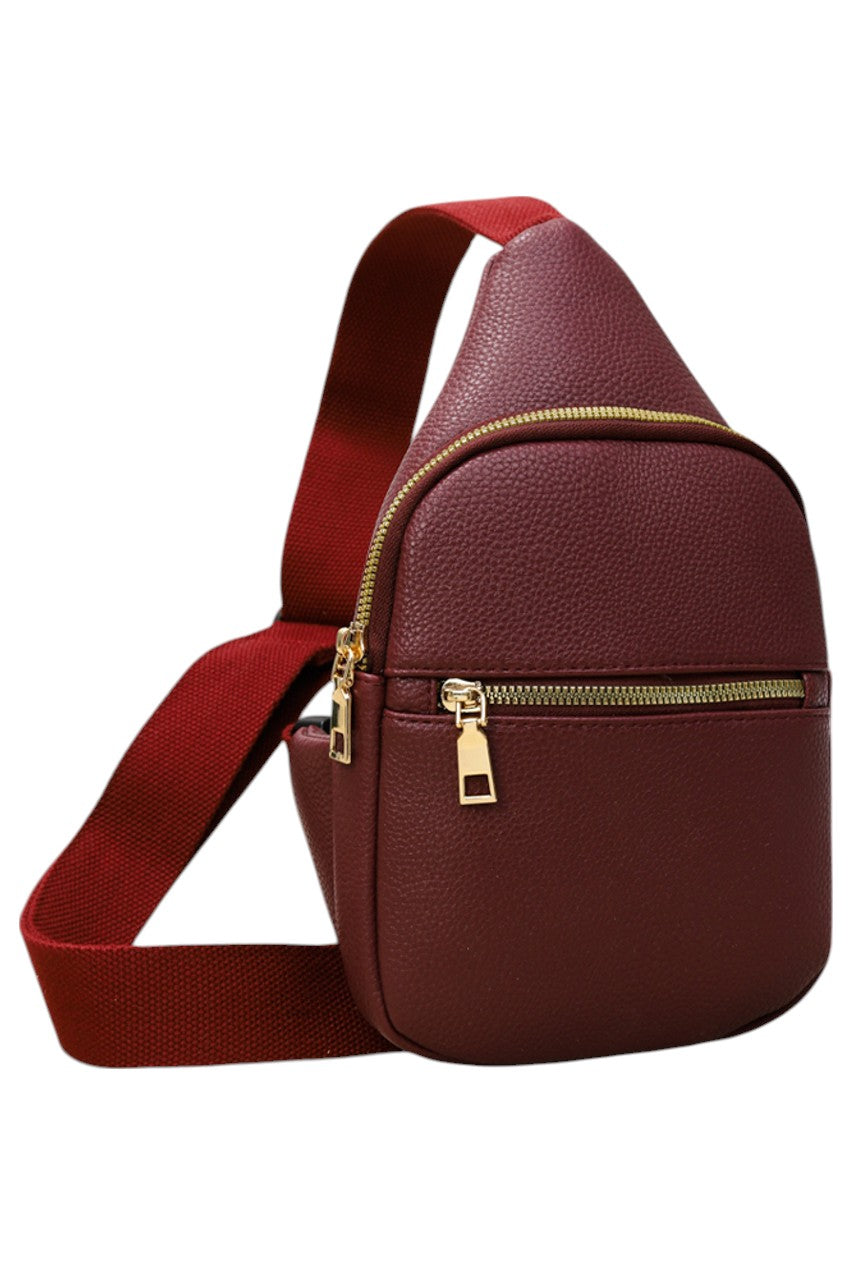 Women's Solid PU Sling Bag