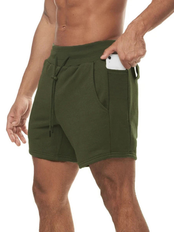 Sports Gym Shorts Men’s Multi Pocket Hanging Towel Running Training Pants Cotton