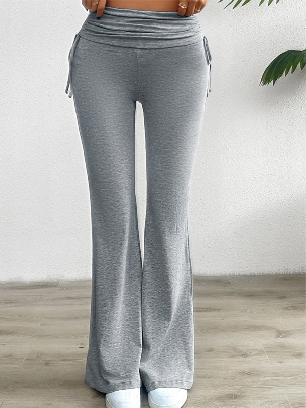 Spring and summer casual solid color slim-fit pleated trousers - Misty grey / S