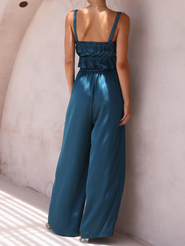 Spring and summer women’s clothing one-neck suspenders wide-leg pants fashion suit