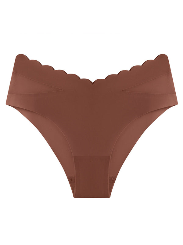 Spring-Summer Women’s Knit Self Design Lace Panties - Brown / S