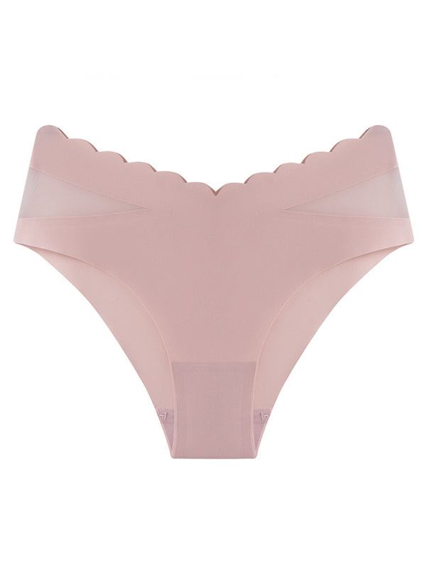 Spring-Summer Women’s Knit Self Design Lace Panties - Pink / S
