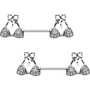 Clear Gem Summer Swimsuit Nipple Barbell Ring Set