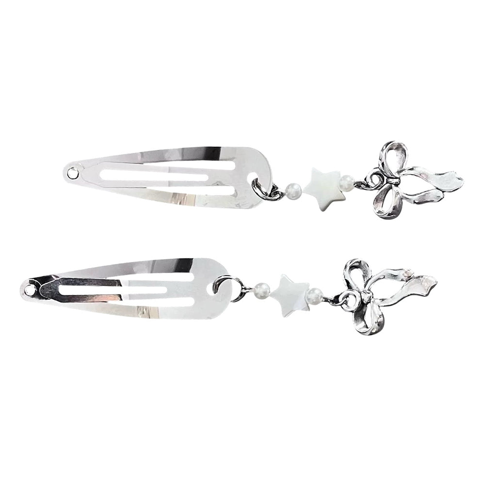 STAR BOW SILVER HAIR CLIP HANGING ACCENTS