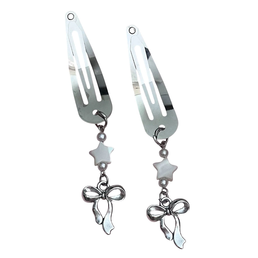 STAR BOW SILVER HAIR CLIP HANGING ACCENTS
