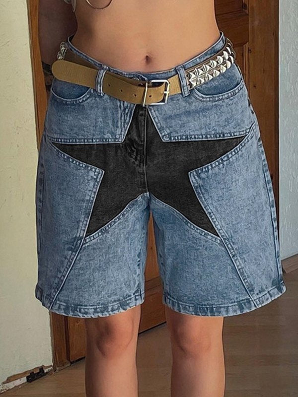 STAR DESIGN DENIM SHORTS WITH SKINNY FIT