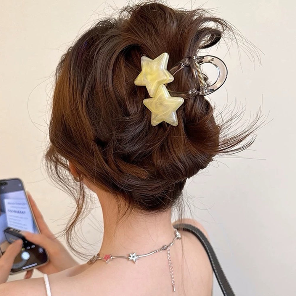 STAR DOUBLE HAIR CLIP IRIDESCENT PASTEL STAR