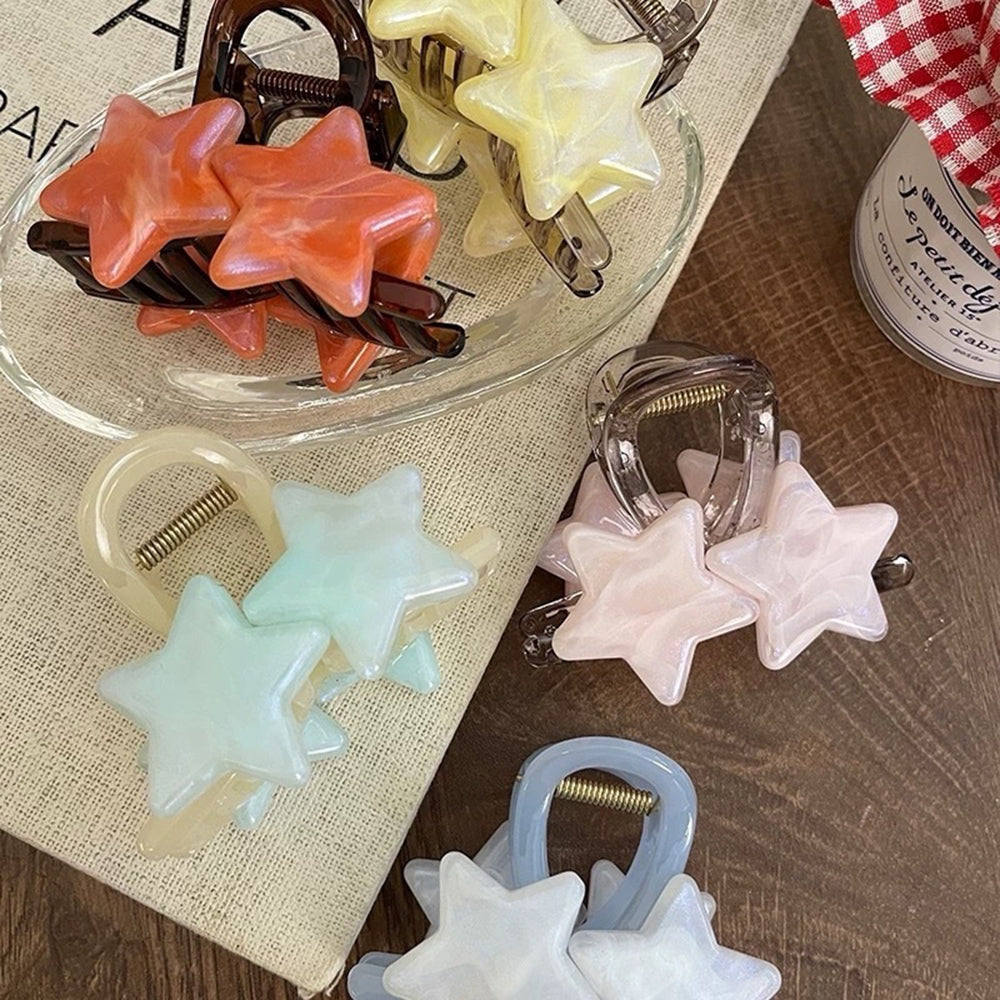 STAR DOUBLE HAIR CLIP IRIDESCENT PASTEL STAR