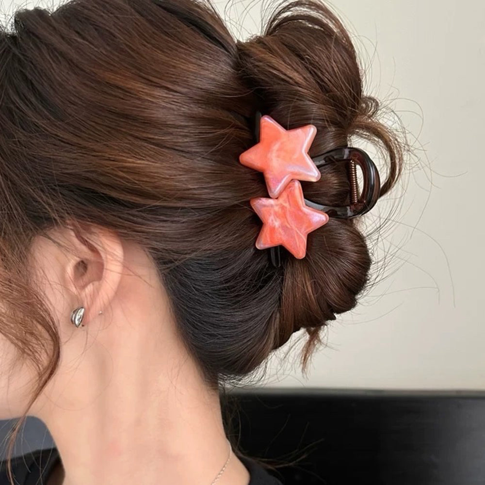 STAR DOUBLE HAIR CLIP IRIDESCENT PASTEL STAR