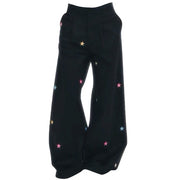 STAR EMBROIDERED BLACK BAGGY PANTS