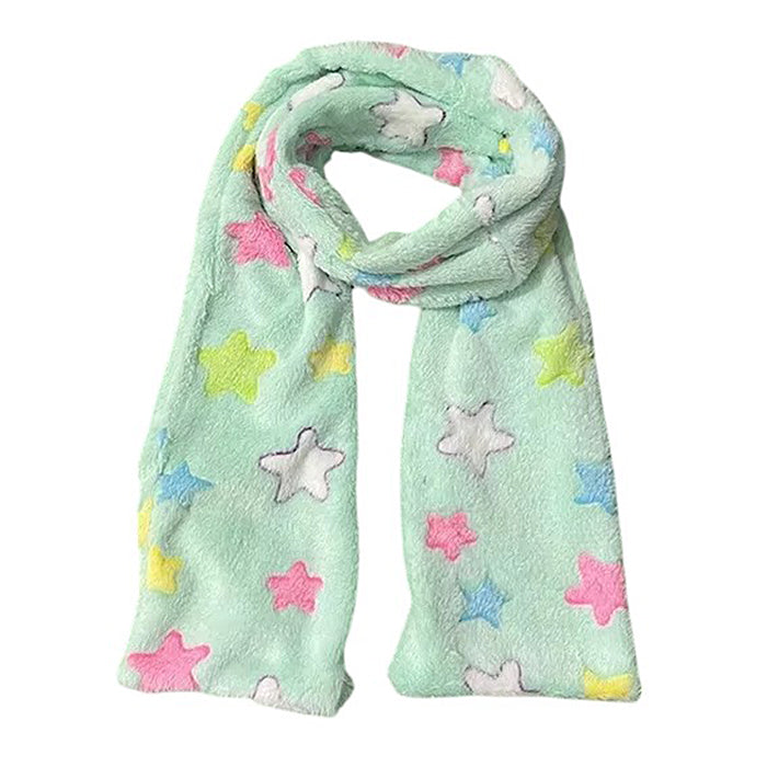 STAR FLUFFY SCARF Y2K STAR PATTERN