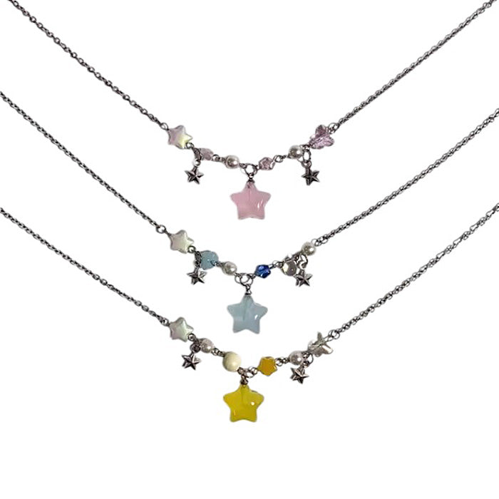 STAR NECKLACE SET WITH PASTEL-COLORED STAR BEADS
