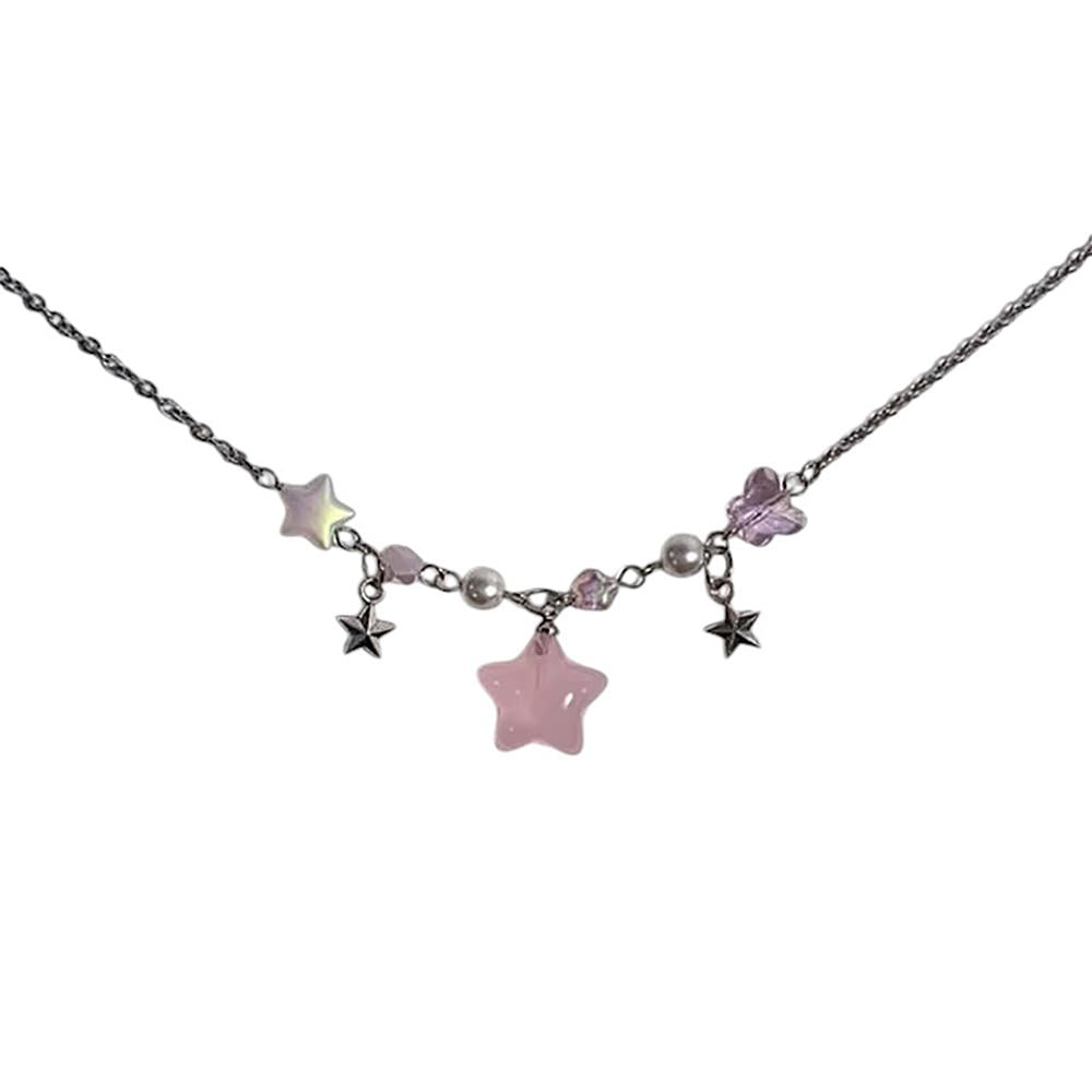 STAR NECKLACE SET WITH PASTEL-COLORED STAR BEADS