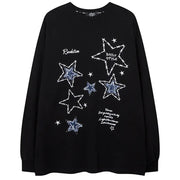 STAR PATCH SWEATSHIRT: EMBROIDERED STAR DESIGN