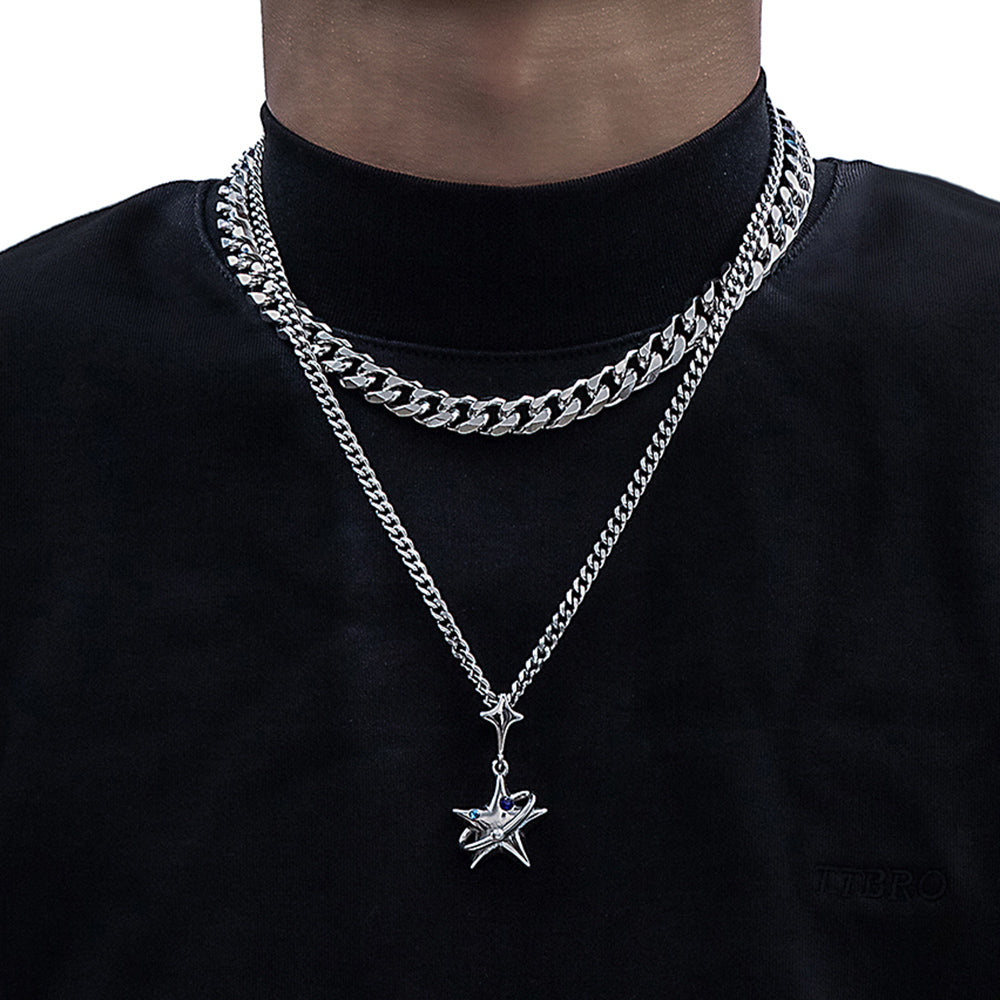 STAR PENDANT CELESTIAL ORBIT SILVER NECKLACE