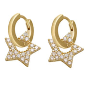 STAR PENDANT GOLD HOOP EARRINGS Y2K