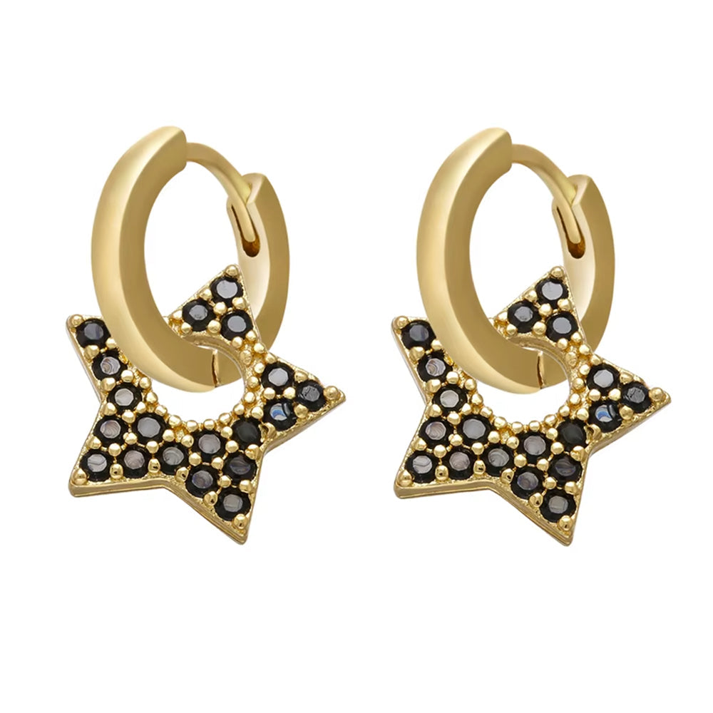STAR PENDANT GOLD HOOP EARRINGS Y2K