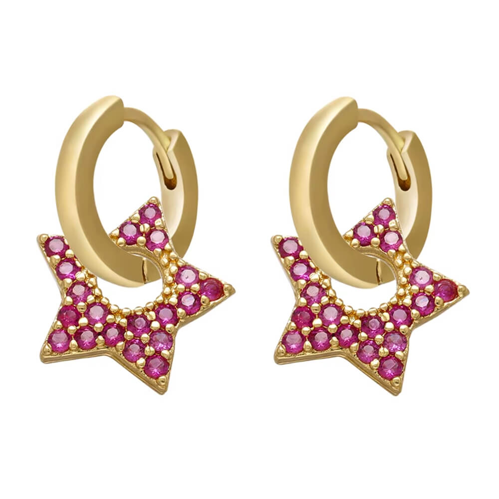 STAR PENDANT GOLD HOOP EARRINGS Y2K